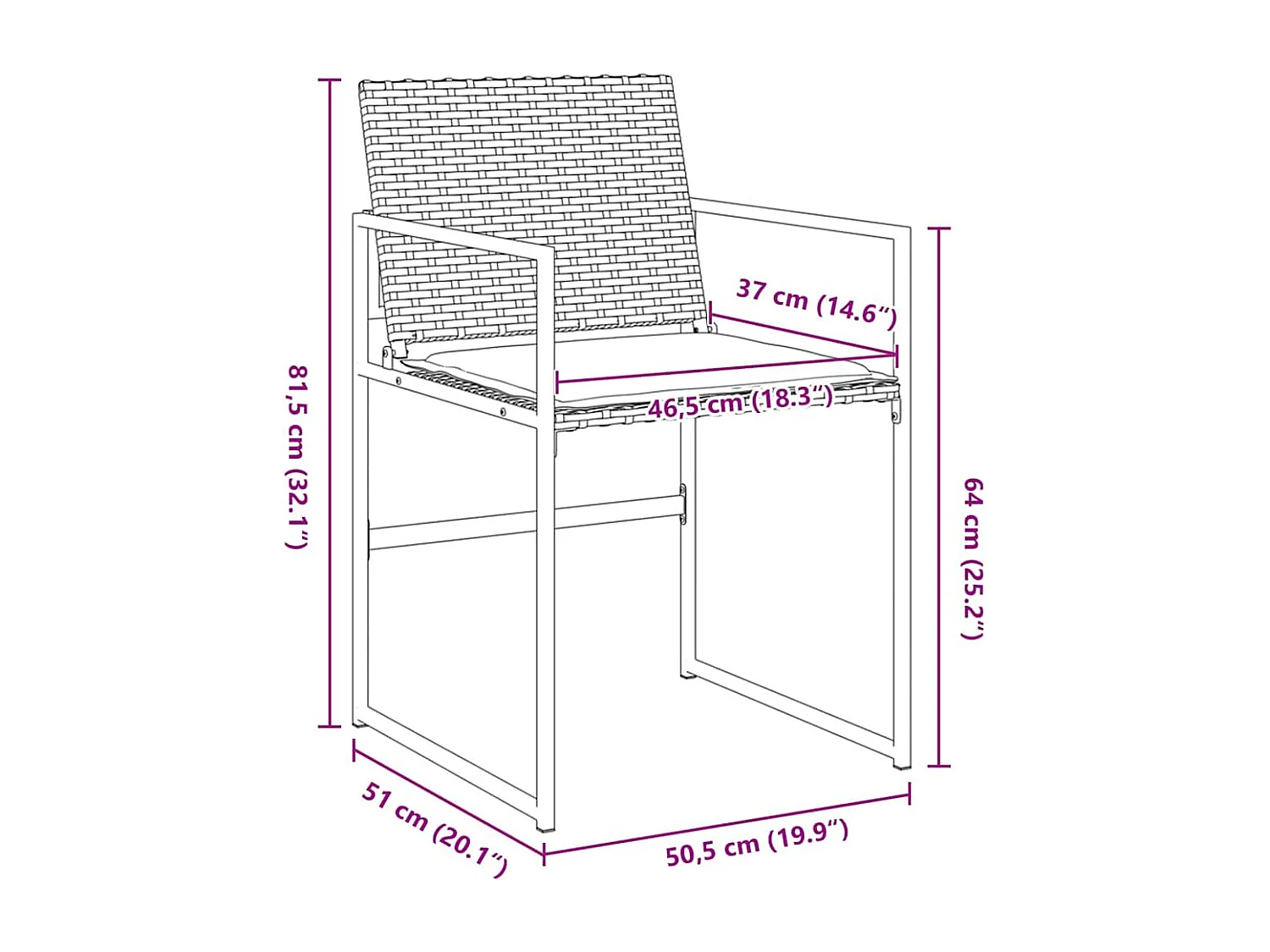 Set da pranzo da giardino 5 pezzi con cuscini in polyrattan nero