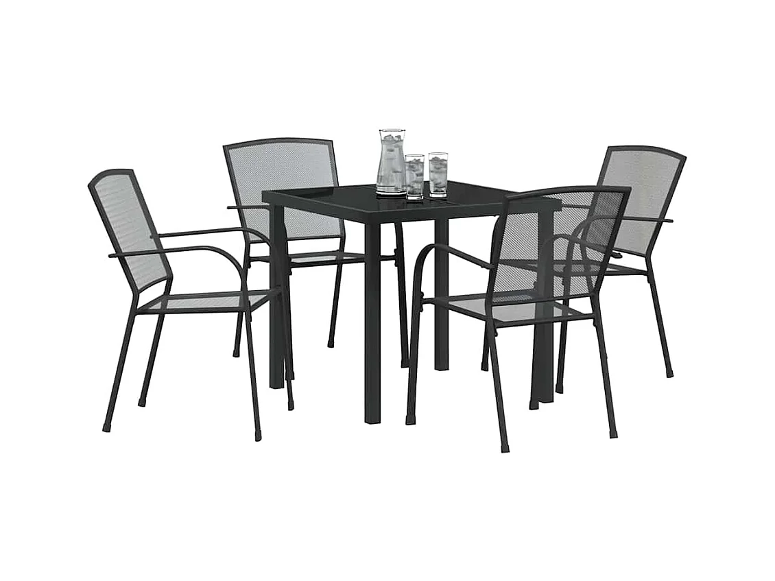 Set da pranzo da giardino 5 pezzi in acciaio antracite