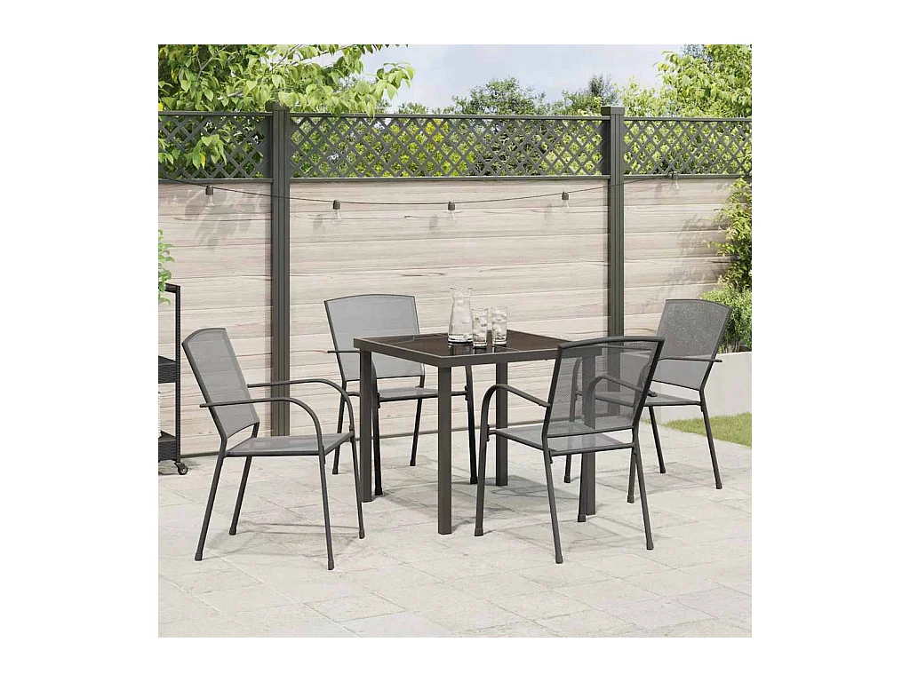 Set da pranzo da giardino 5 pezzi in acciaio antracite