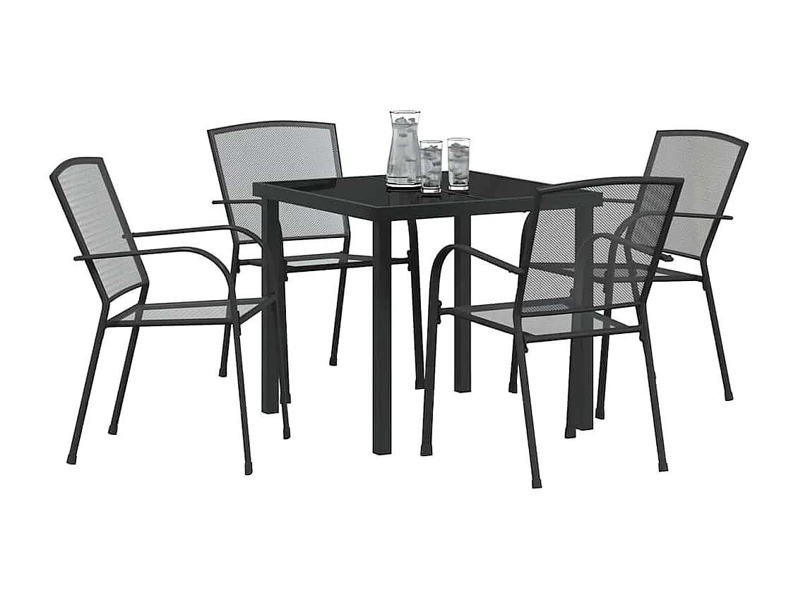 Set de salle à manger de jardin 5 pièces en acier anthracite