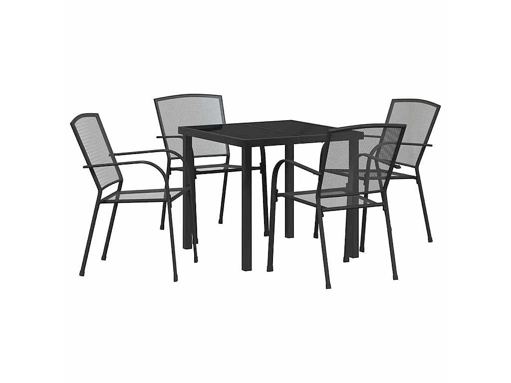 Set de salle à manger de jardin 5 pièces en acier anthracite
