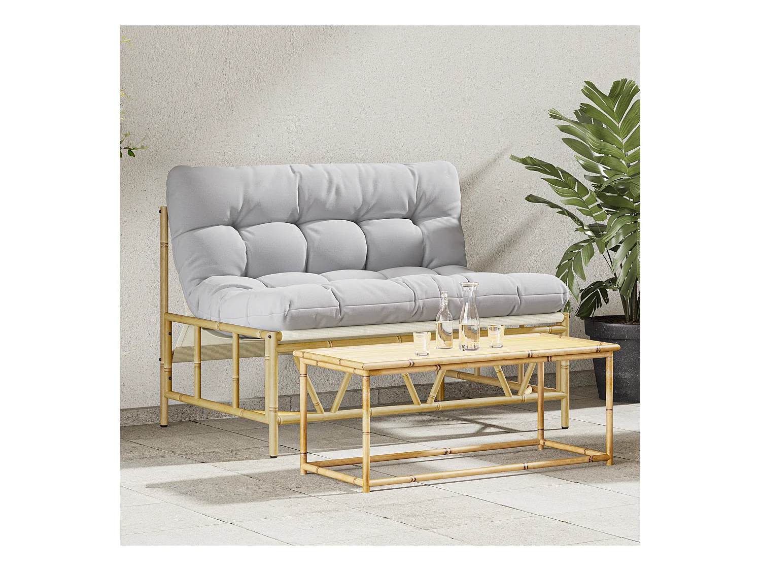 Panca da giardino con cuscino 110x80x71 cm in acciaio