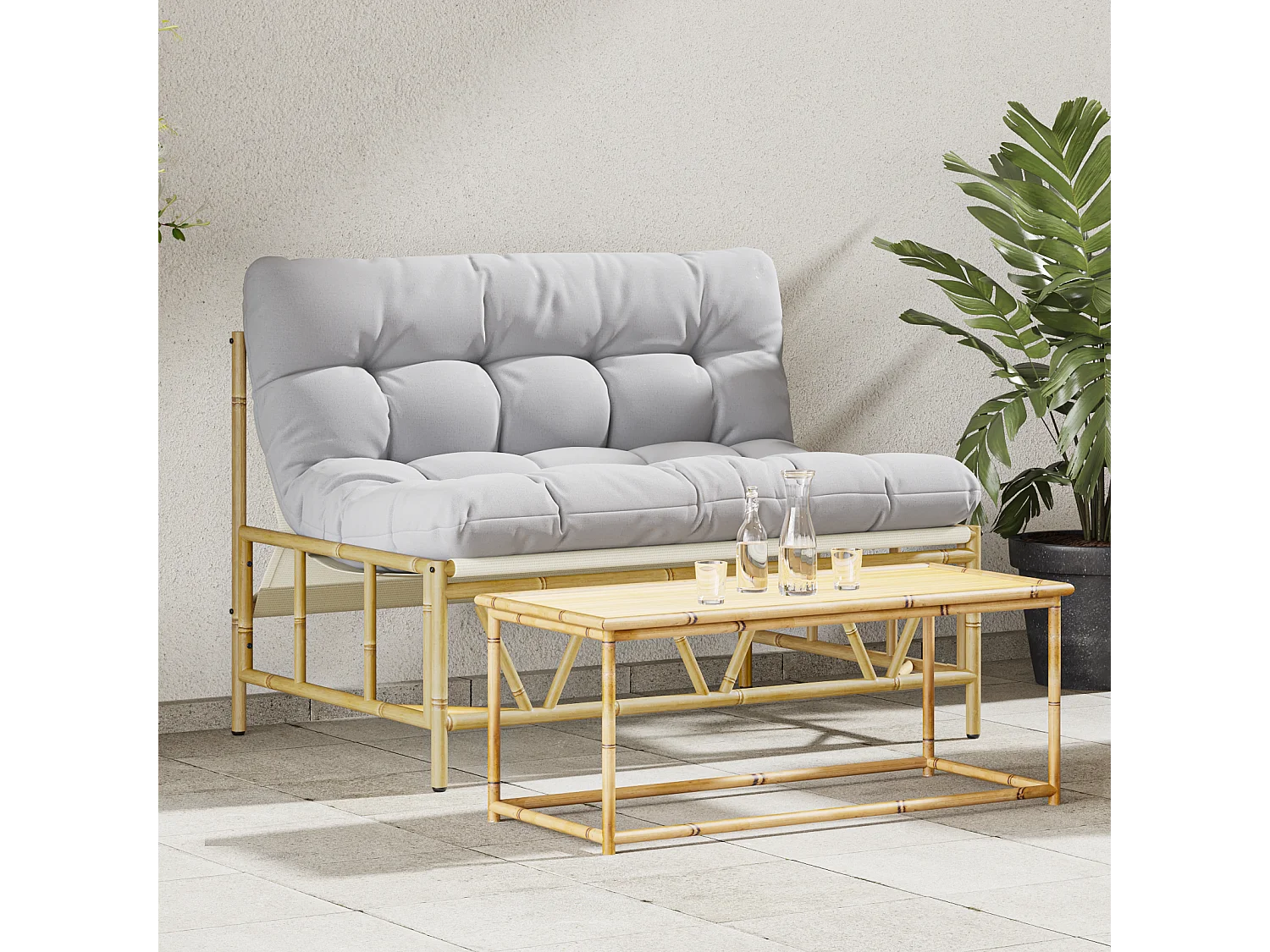 Banc de jardin avec coussin 110x80x71 cm en acier