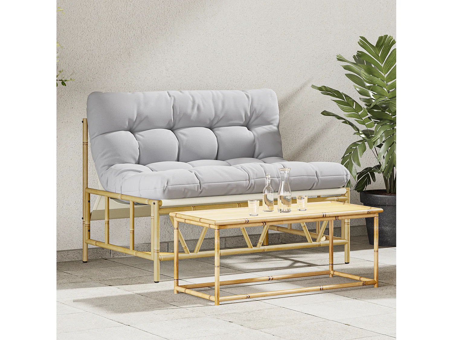 Gartenbank mit Kissen 110x80x71 cm aus Stahl