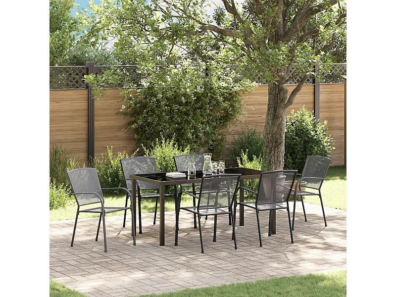 Set da pranzo da giardino 7 pezzi in acciaio antracite