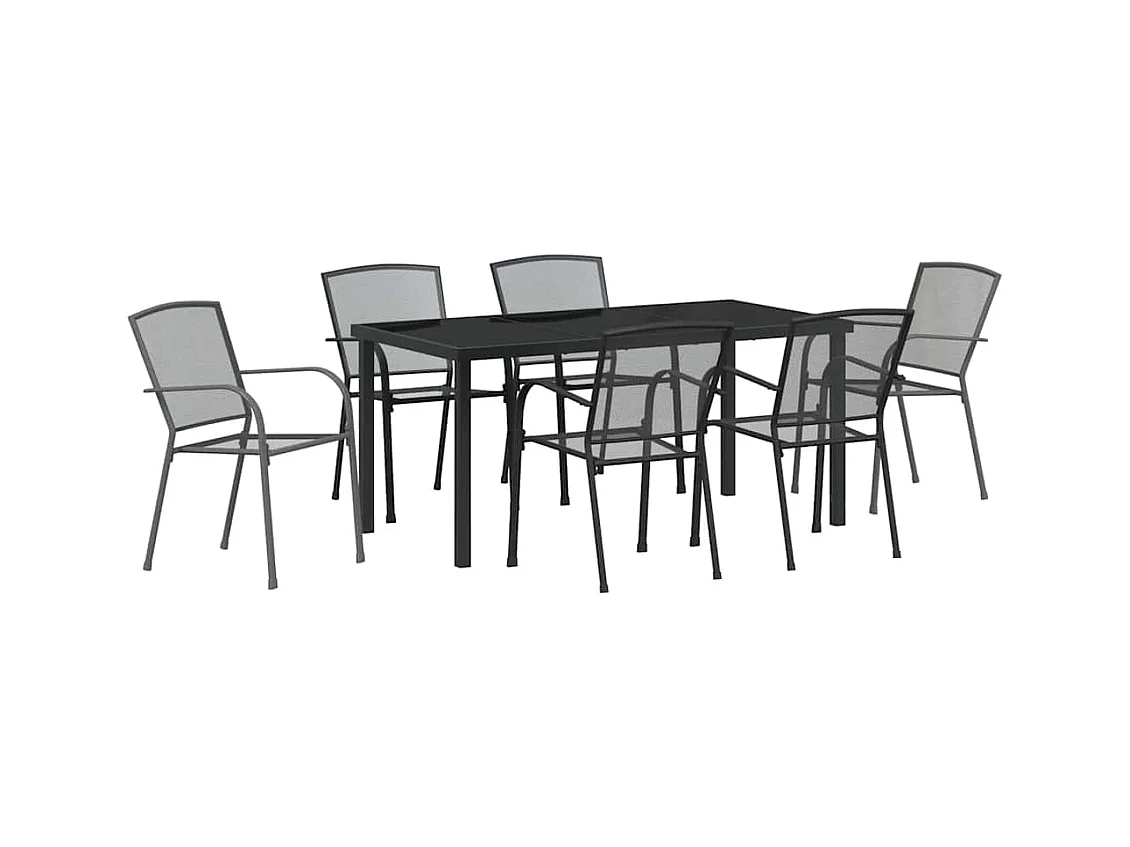 Set da pranzo da giardino 7 pezzi in acciaio antracite
