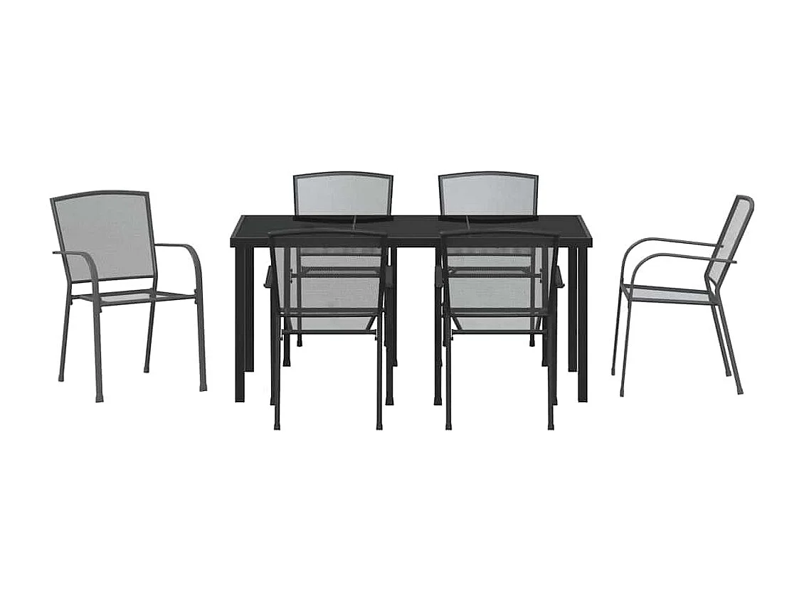 Set da pranzo da giardino 7 pezzi in acciaio antracite