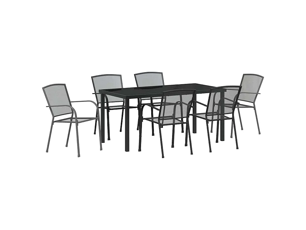 Set de repas de jardin 7 pièces en acier anthracite