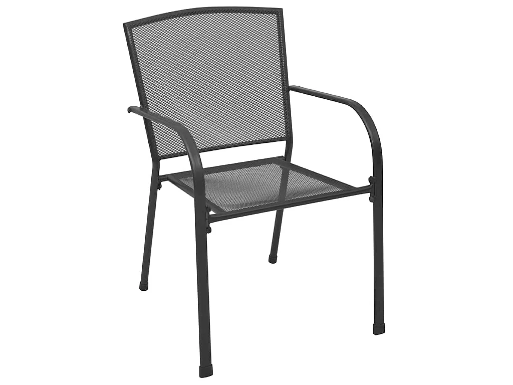 Set de repas de jardin 7 pièces en acier anthracite