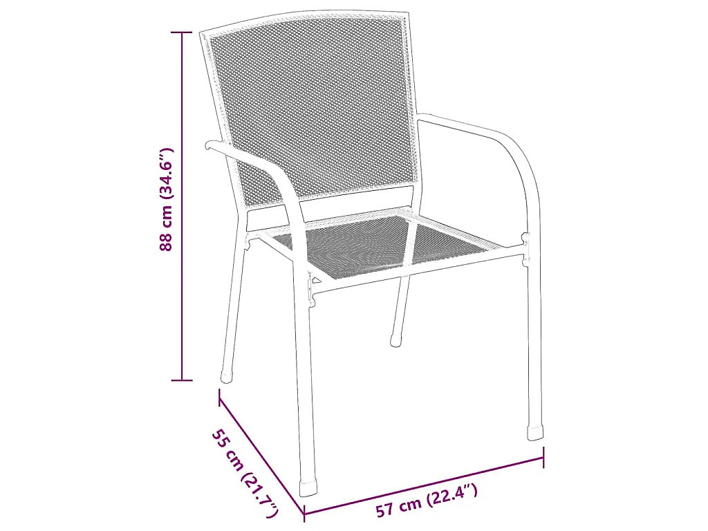 Set de repas de jardin 7 pièces en acier anthracite