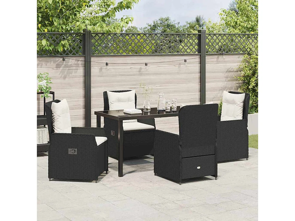 5-delige zwarte poly rattan tuinset