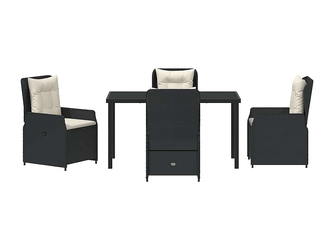 5-delige zwarte poly rattan tuinset