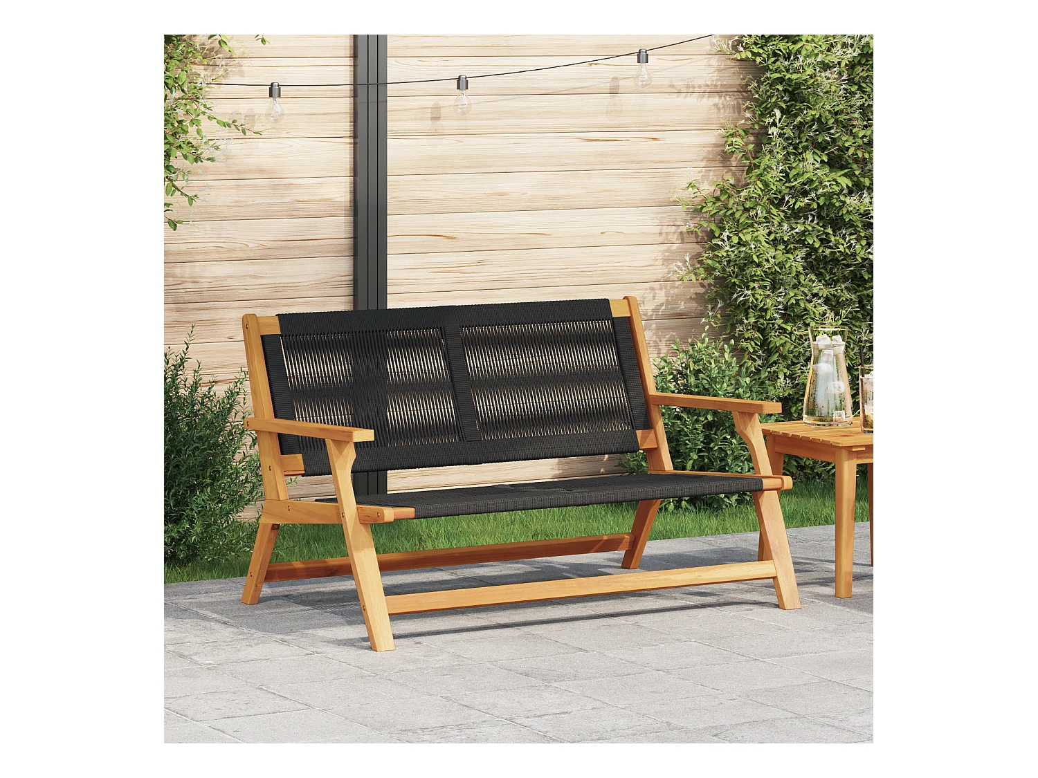 Zwarte tuinbank 76x122x73 cm Massief acaciahout