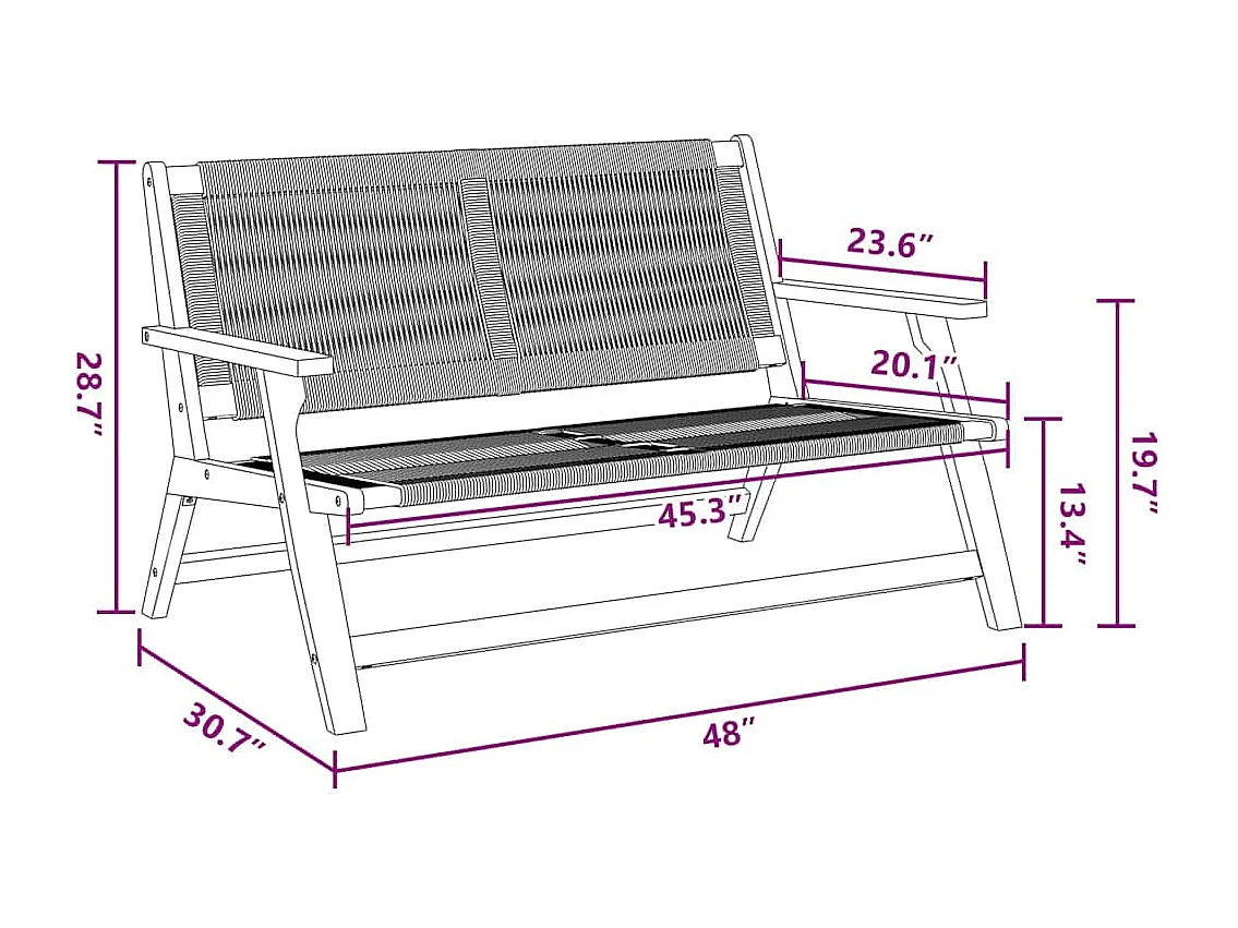 Zwarte tuinbank 76x122x73 cm Massief acaciahout