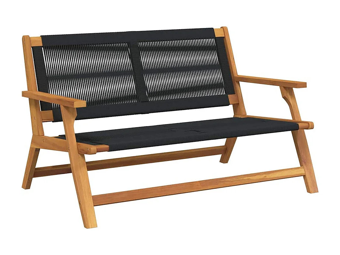 Schwarze Gartenbank 76x122x73 cm Massivholz Akazie