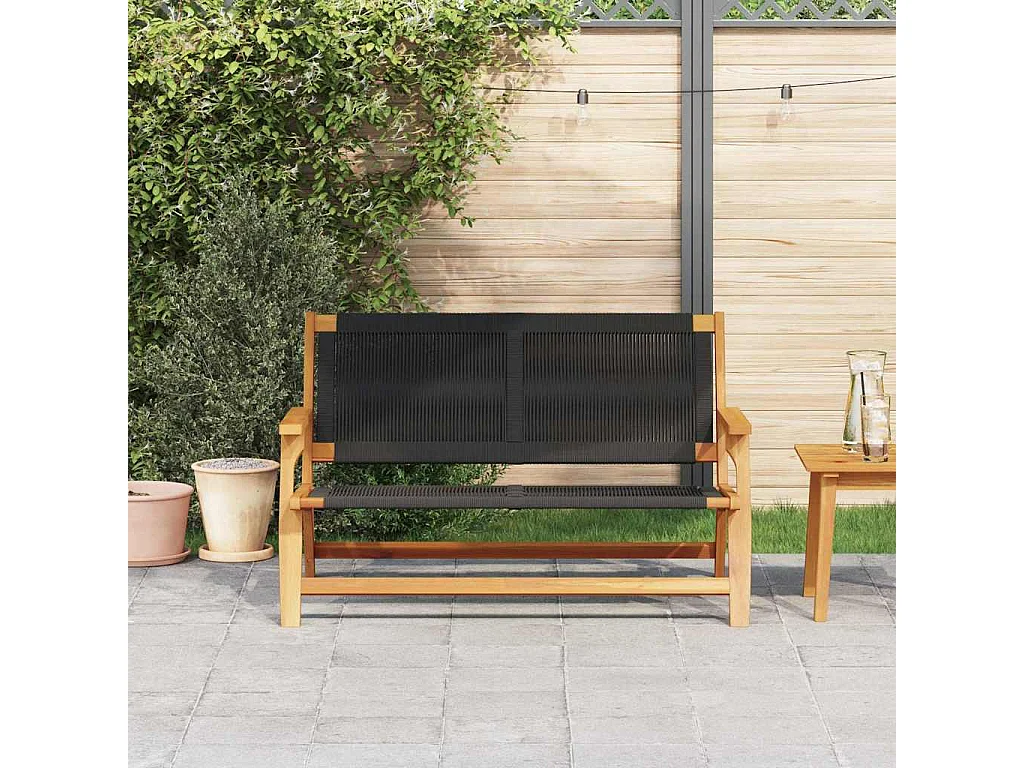 Schwarze Gartenbank 76x122x73 cm Massivholz Akazie