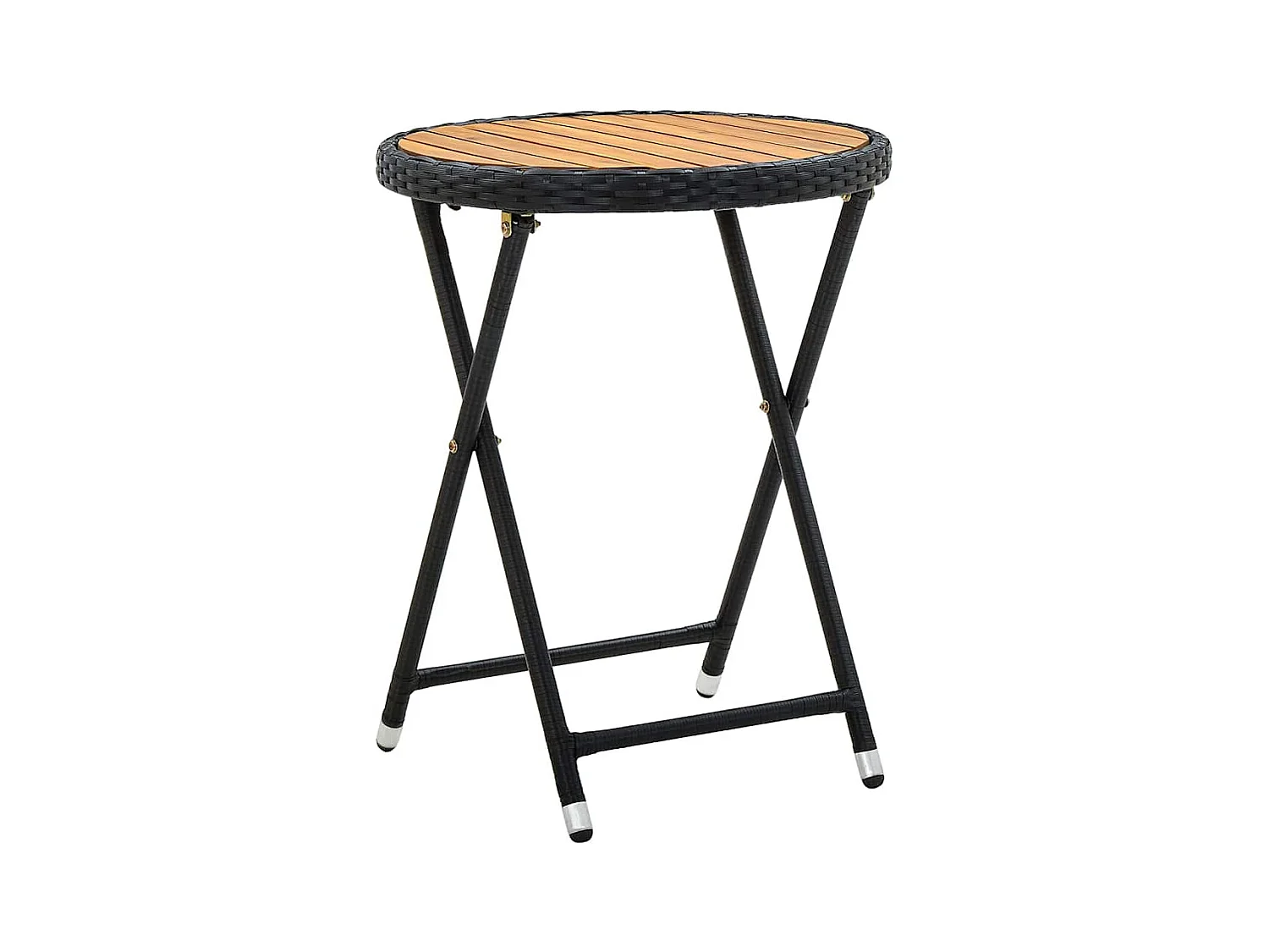 Set da bistrot da giardino 3 pezzi con cuscini in polyrattan nero