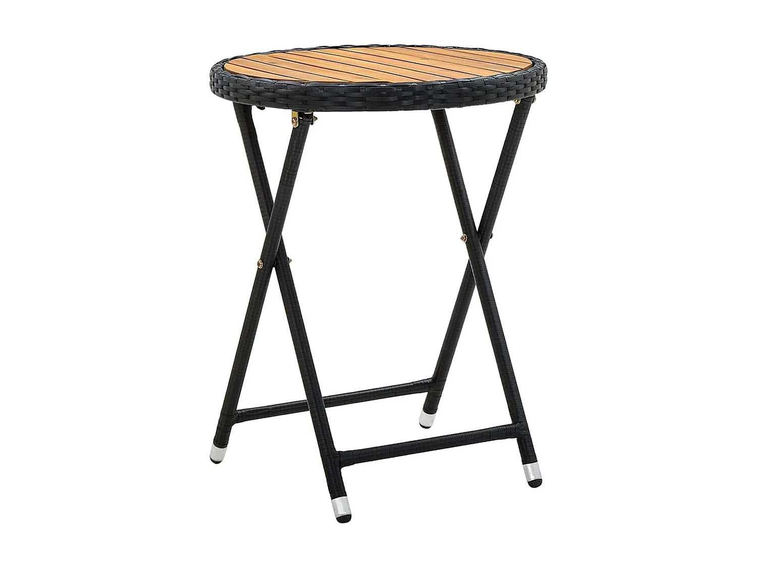 Ensemble Bistro de Jardin 3 pièces avec Coussins en Poly Rattan Noir