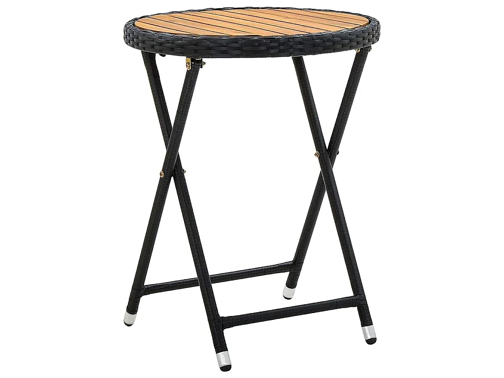 Ensemble Bistro de Jardin 3 pièces avec Coussins en Poly Rattan Noir