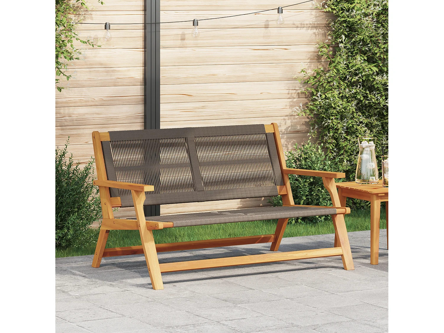 Banc de jardin Gris 76x122x73 cm en bois massif d'acacia