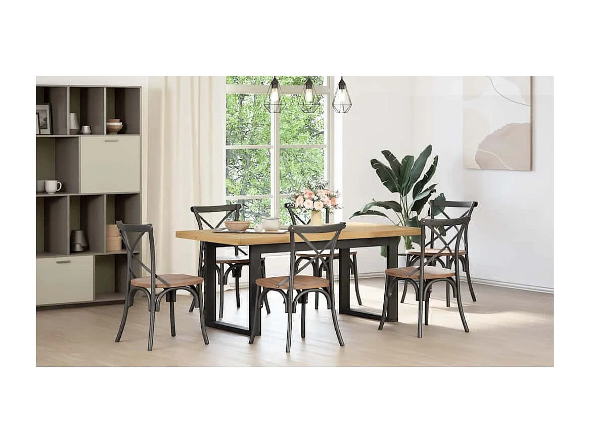 Mesa de comedor NOAIN patas en U 180x90x75cm pino macizo