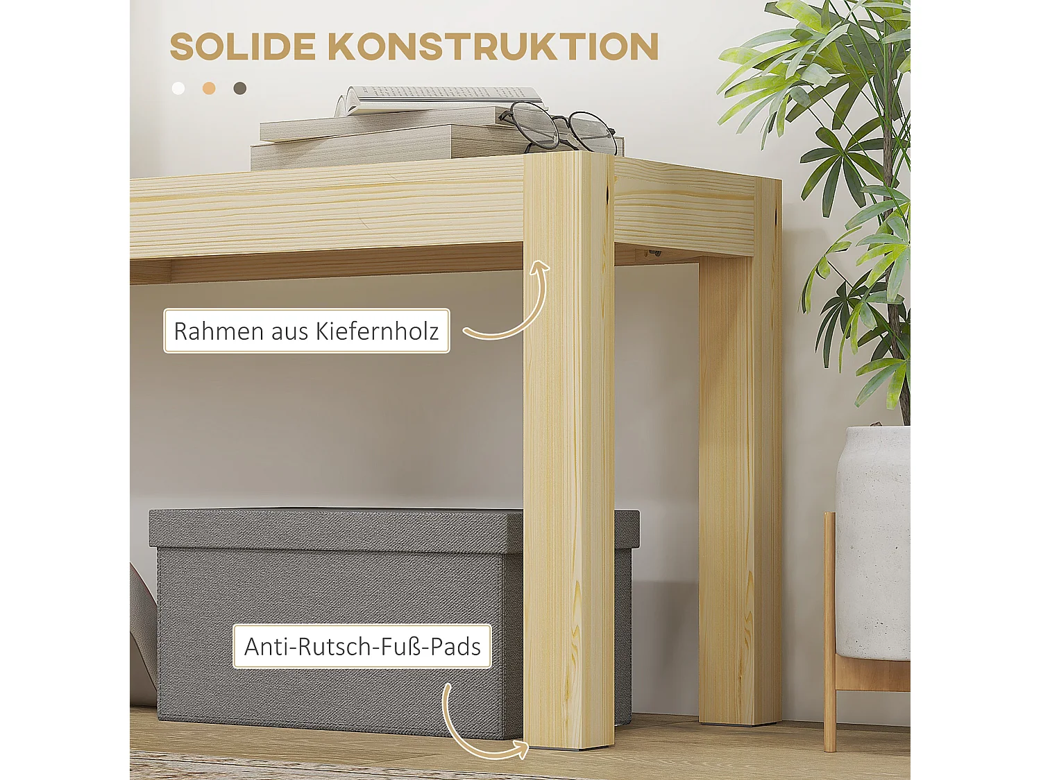 3-Sitzer Küchenbank, Kiefernholz, natur (175x33x45 cm)