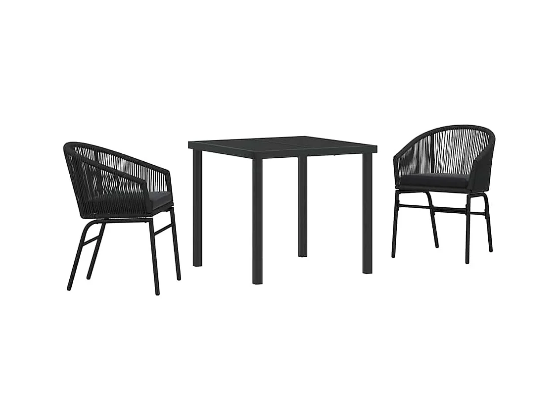 Set da pranzo da giardino 3 pezzi - Polyrattan nero