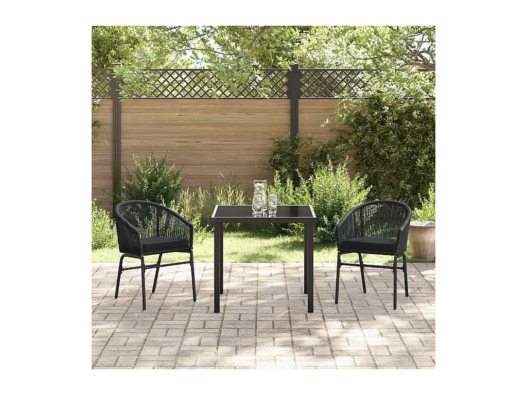 Set da pranzo da giardino 3 pezzi - Polyrattan nero