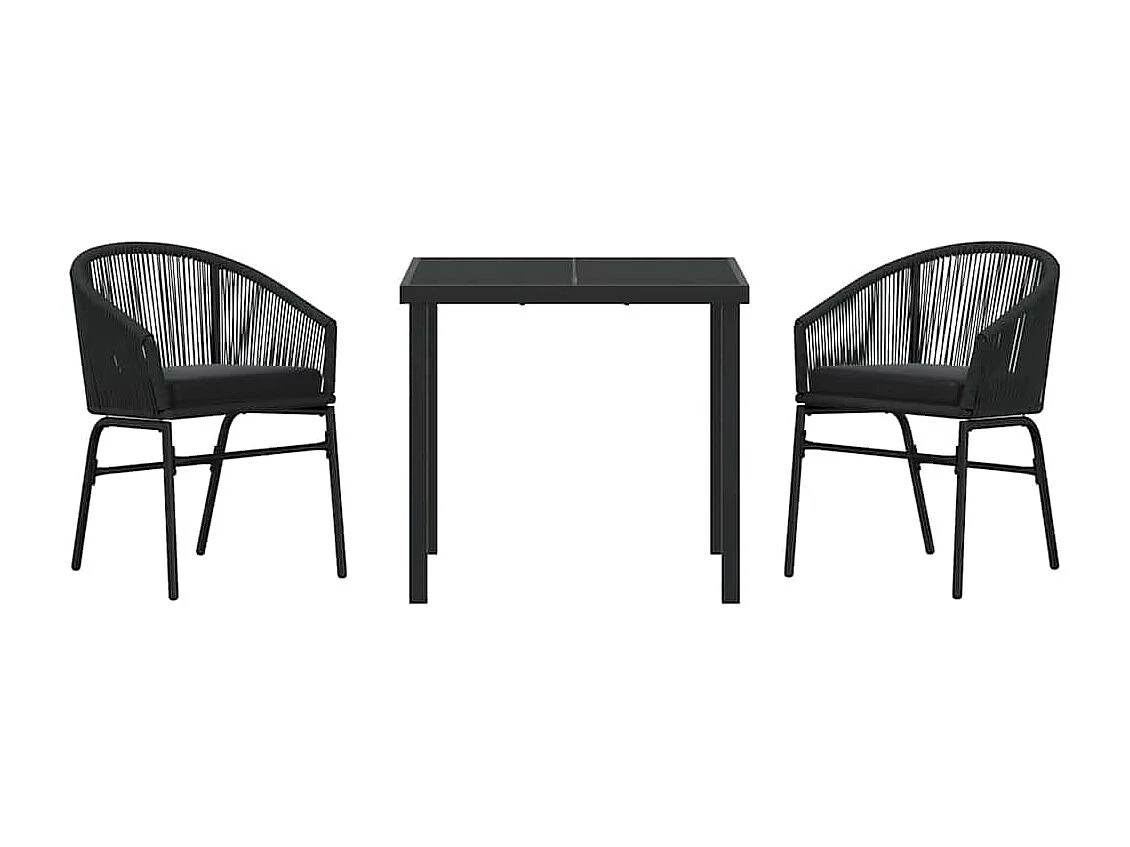 Set da pranzo da giardino 3 pezzi - Polyrattan nero