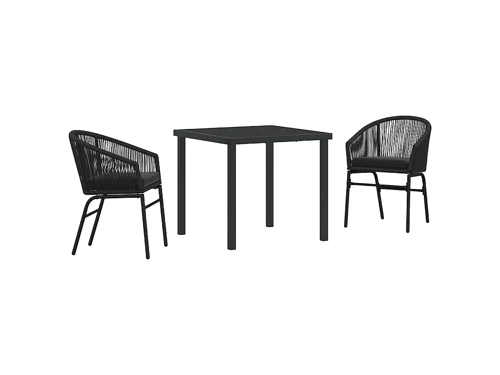 Juego de comedor de jardín de 3 piezas - Ratán sintético negro