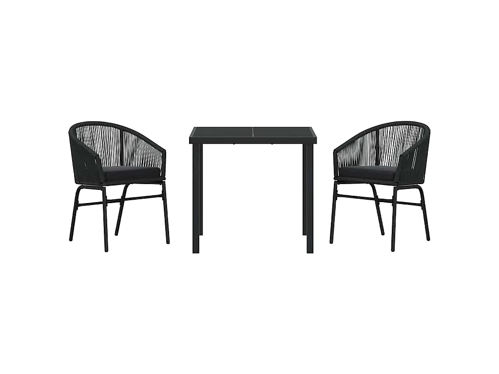 Juego de comedor de jardín de 3 piezas - Ratán sintético negro