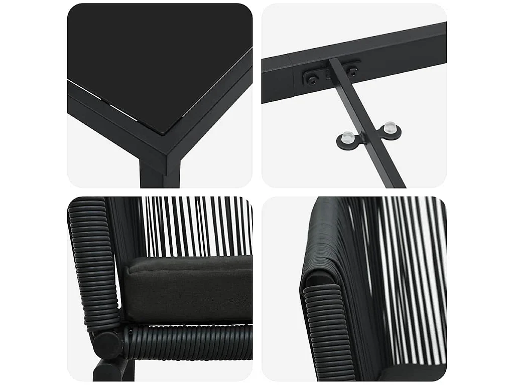 Juego de comedor de jardín de 3 piezas - Ratán sintético negro