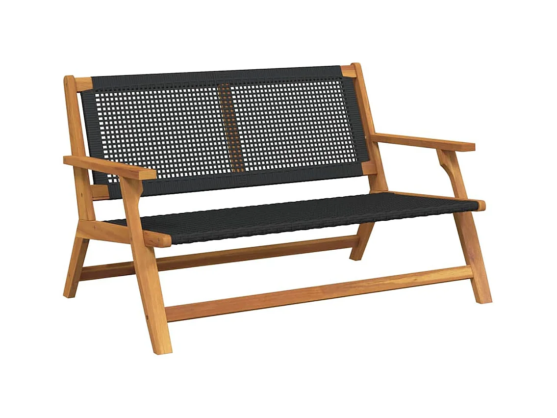 Banc de Jardin Noir 122x76x73,5 cm en Bois Massif d'Acacia