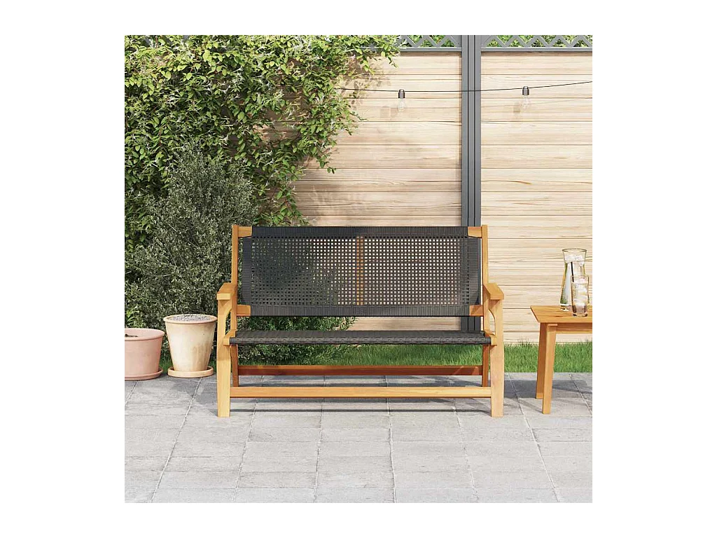 Banc de Jardin Noir 122x76x73,5 cm en Bois Massif d'Acacia