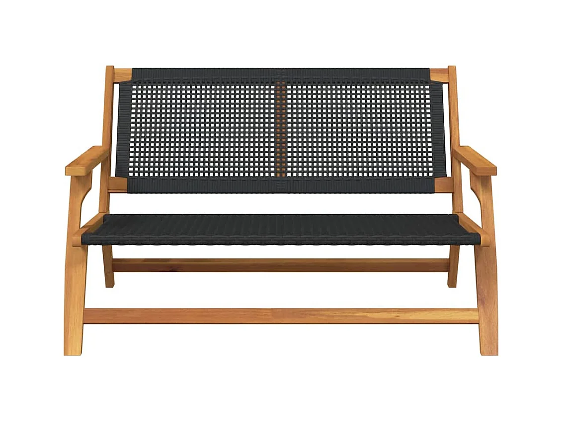 Banc de Jardin Noir 122x76x73,5 cm en Bois Massif d'Acacia