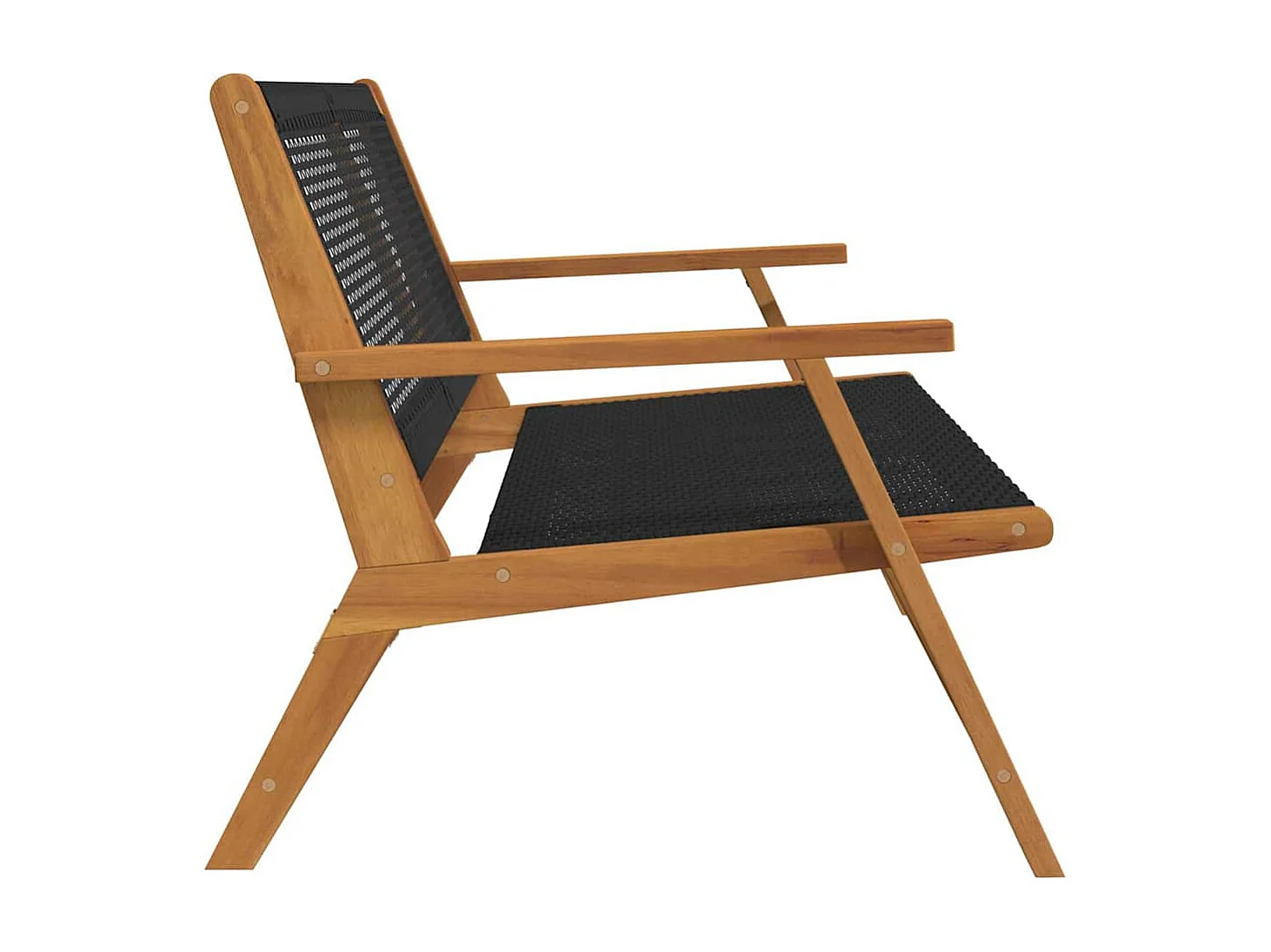 Banc de Jardin Noir 122x76x73,5 cm en Bois Massif d'Acacia