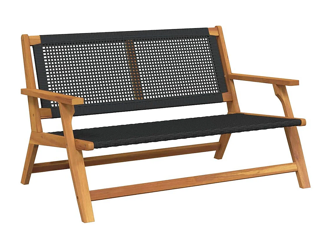 Banc de Jardin Noir 122x76x73,5 cm en Bois Massif d'Acacia