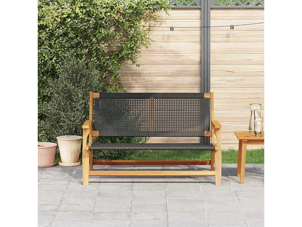 Banc de Jardin Noir 122x76x73,5 cm en Bois Massif d'Acacia