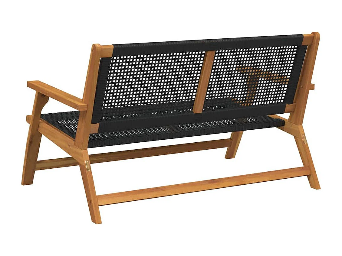 Banc de Jardin Noir 122x76x73,5 cm en Bois Massif d'Acacia