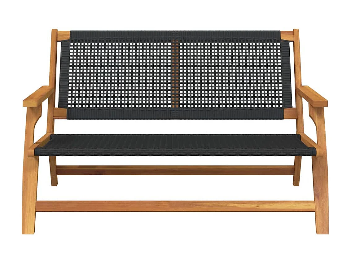 Banc de Jardin Noir 122x76x73,5 cm en Bois Massif d'Acacia