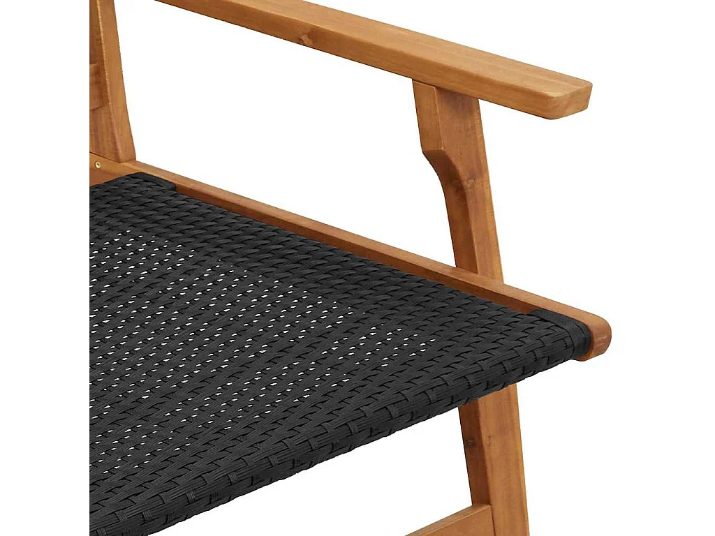 Banc de Jardin Noir 122x76x73,5 cm en Bois Massif d'Acacia