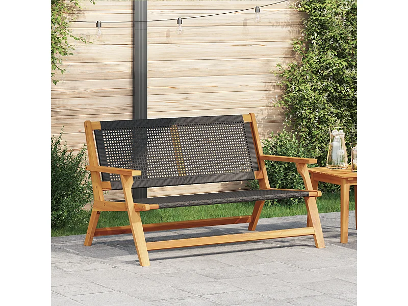 Banc de Jardin Noir 122x76x73,5 cm en Bois Massif d'Acacia