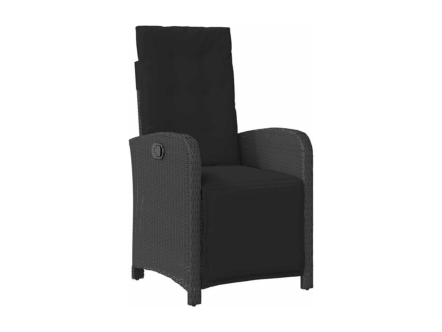 Set da pranzo da giardino 5 pezzi con cuscini in polyrattan nero