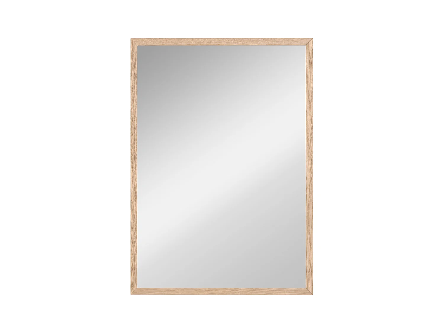 Miroir mural décoratif 50 x 70 cm avec 4 crochets, miroir rectangulaire pour chambre et salle de bain, cadre en MDF, bois naturel (50x2x70 cm)