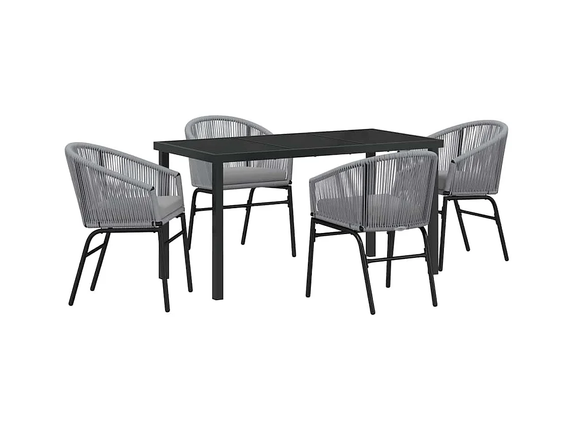 Set da pranzo da giardino in polyrattan da 5 pezzi in grigio