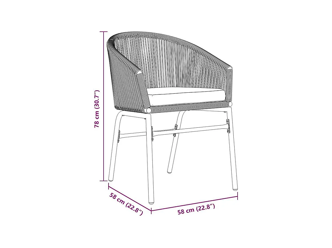 Set da pranzo da giardino in polyrattan da 5 pezzi in grigio