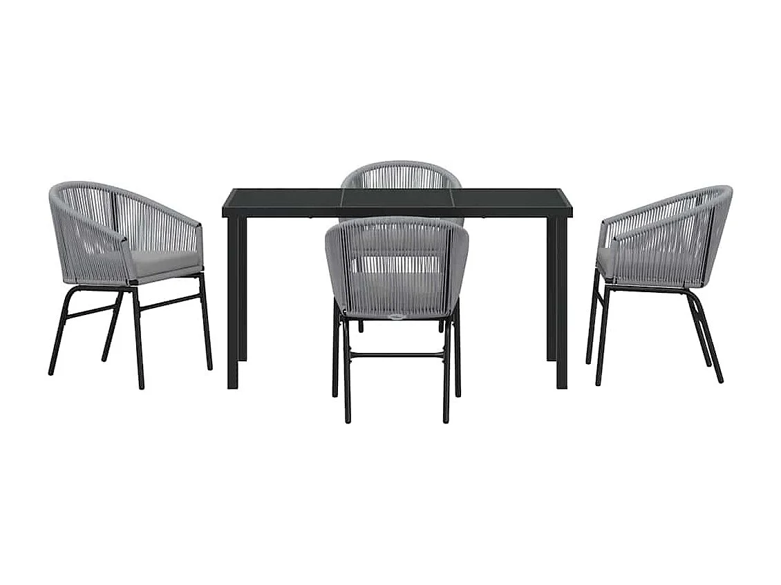 Set da pranzo da giardino in polyrattan da 5 pezzi in grigio