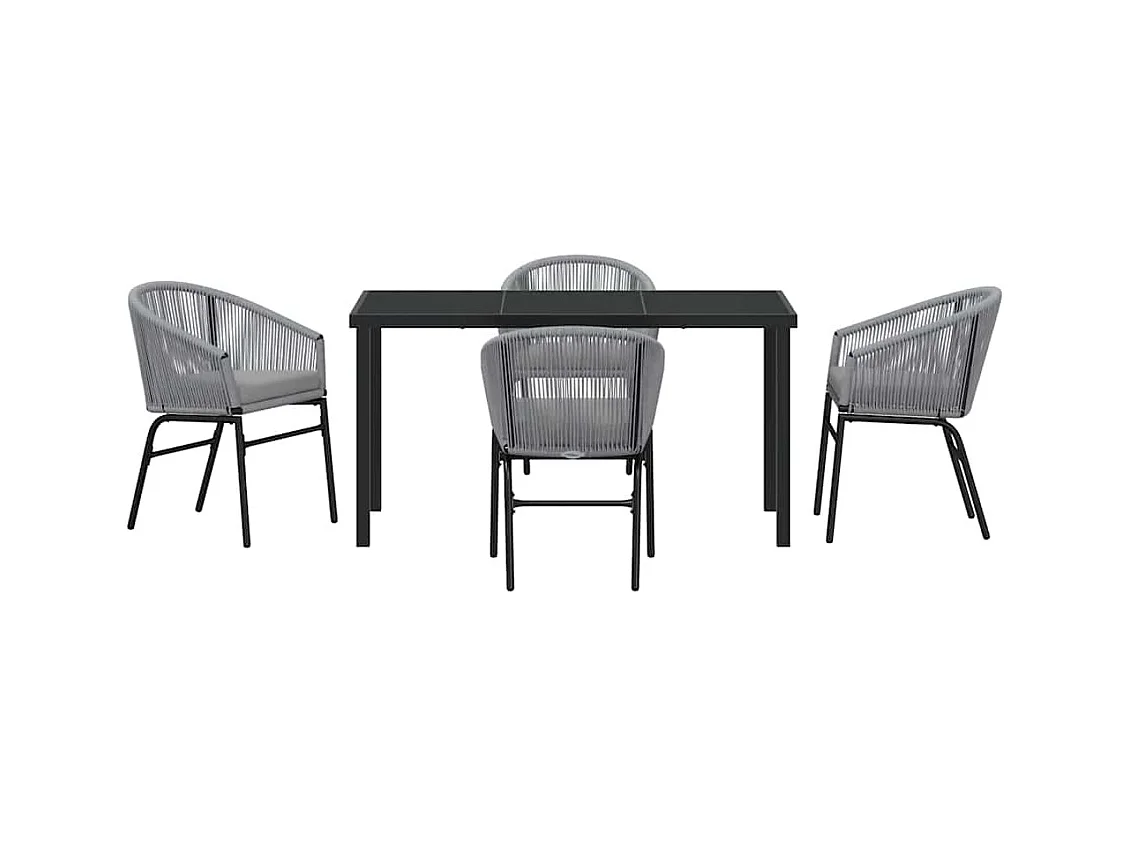Ensemble de salle à manger de jardin 5 pièces en poly rattan gris