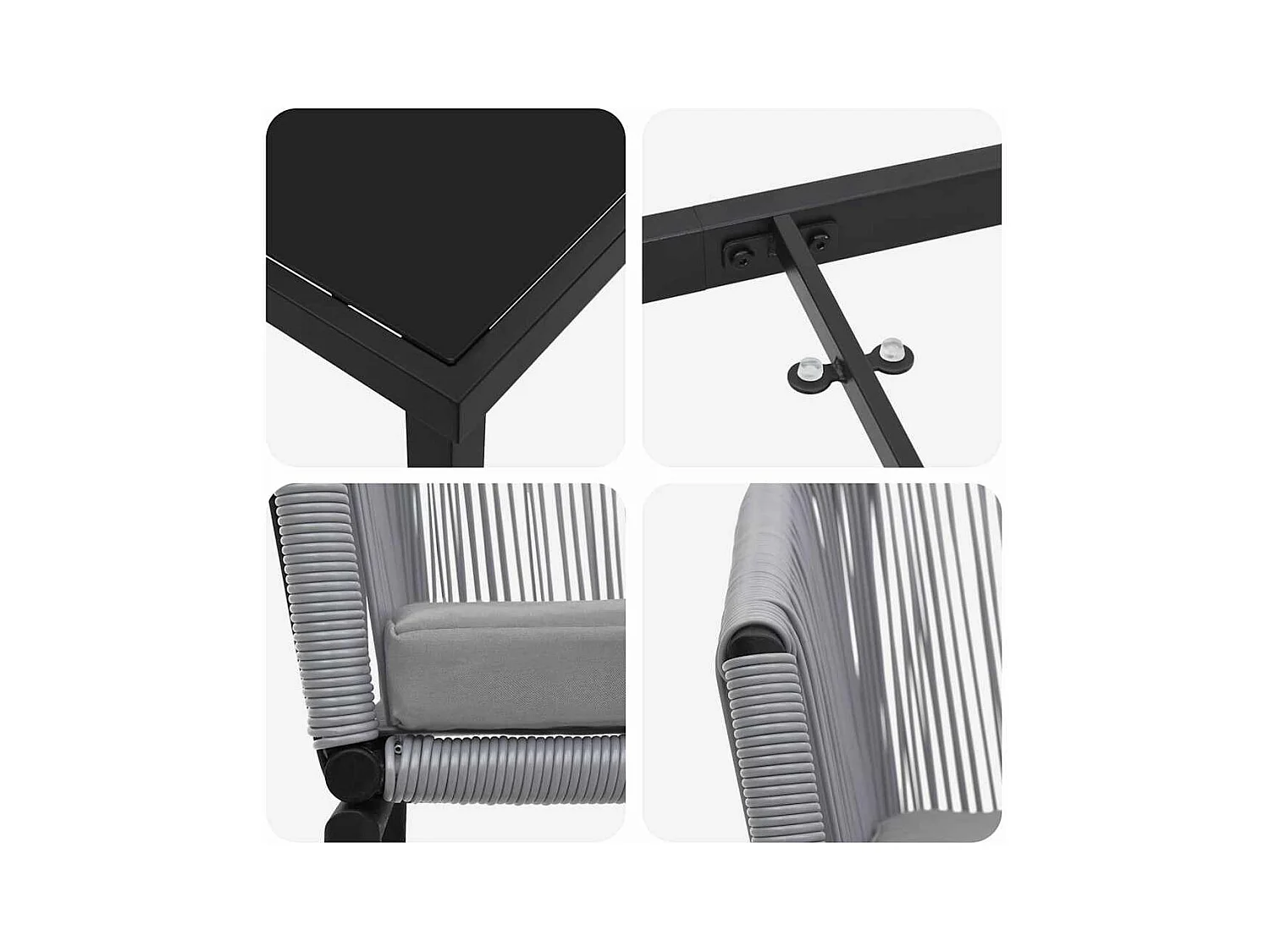Ensemble de salle à manger de jardin 5 pièces en poly rattan gris