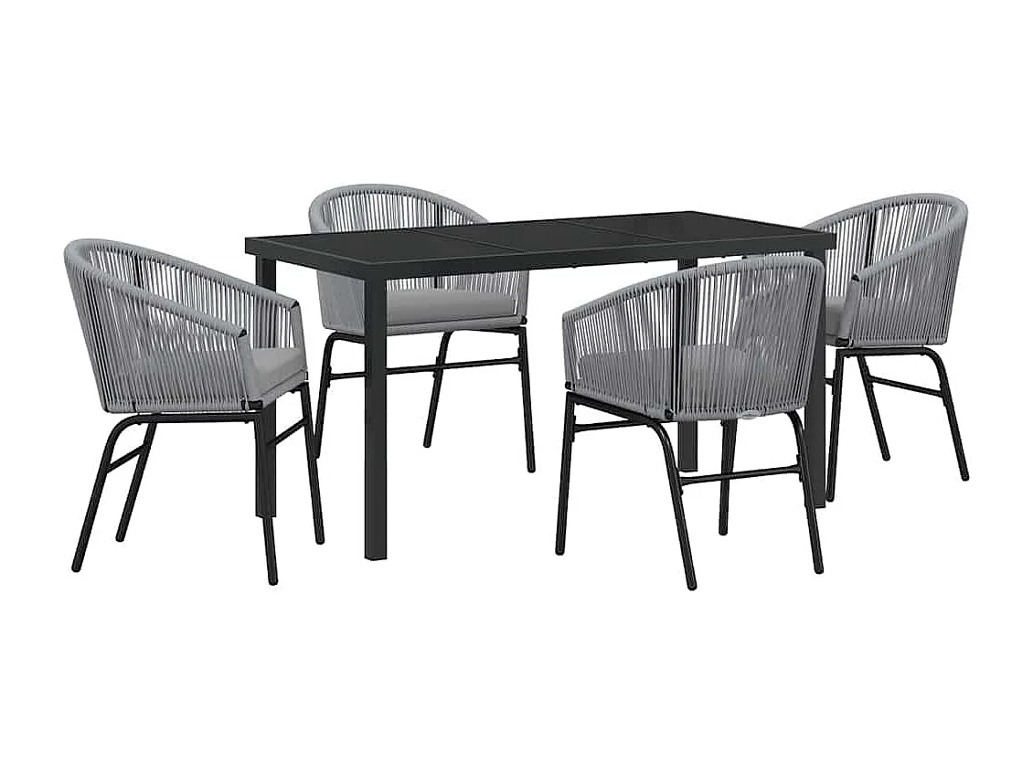 Ensemble de salle à manger de jardin 5 pièces en poly rattan gris